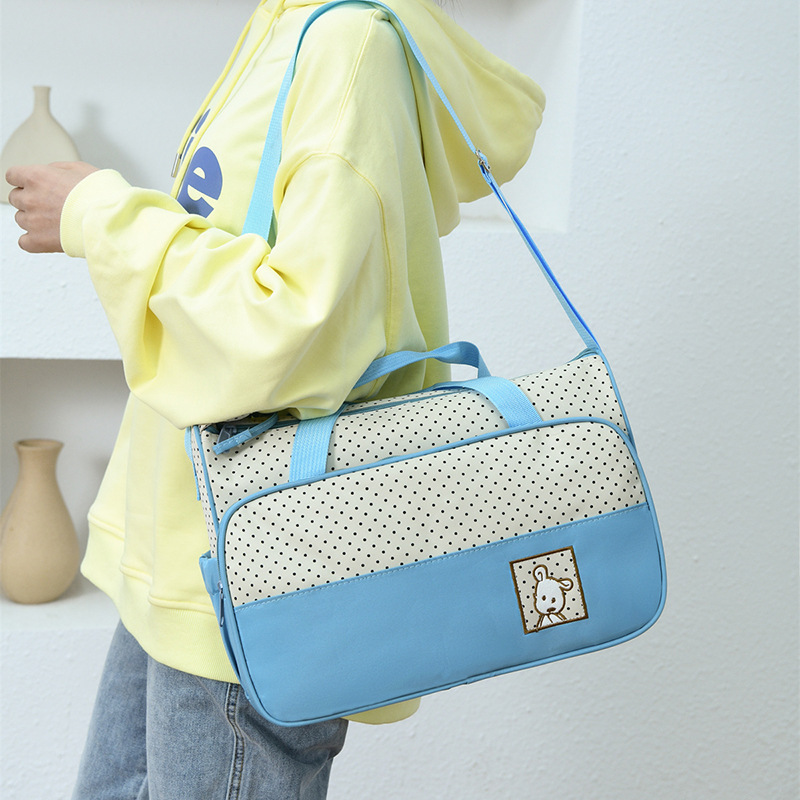 Foreign Trade Wholesale Fashion Fashion Shoulder Handbags for Moms Careful Large and Small Five-Piece Set Baby Diaper Bag Mother Bag Delivery