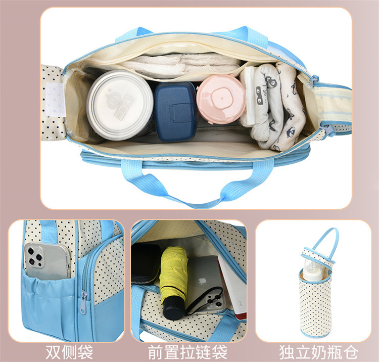 Foreign Trade Wholesale Fashion Fashion Shoulder Handbags for Moms Careful Large and Small Five-Piece Set Baby Diaper Bag Mother Bag Delivery