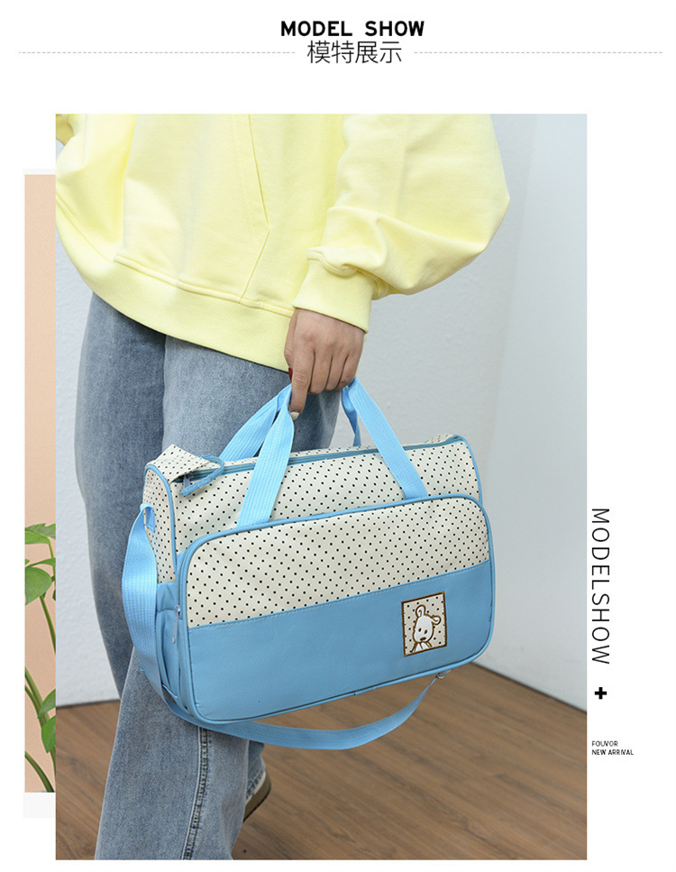 Foreign Trade Wholesale Fashion Fashion Shoulder Handbags for Moms Careful Large and Small Five-Piece Set Baby Diaper Bag Mother Bag Delivery