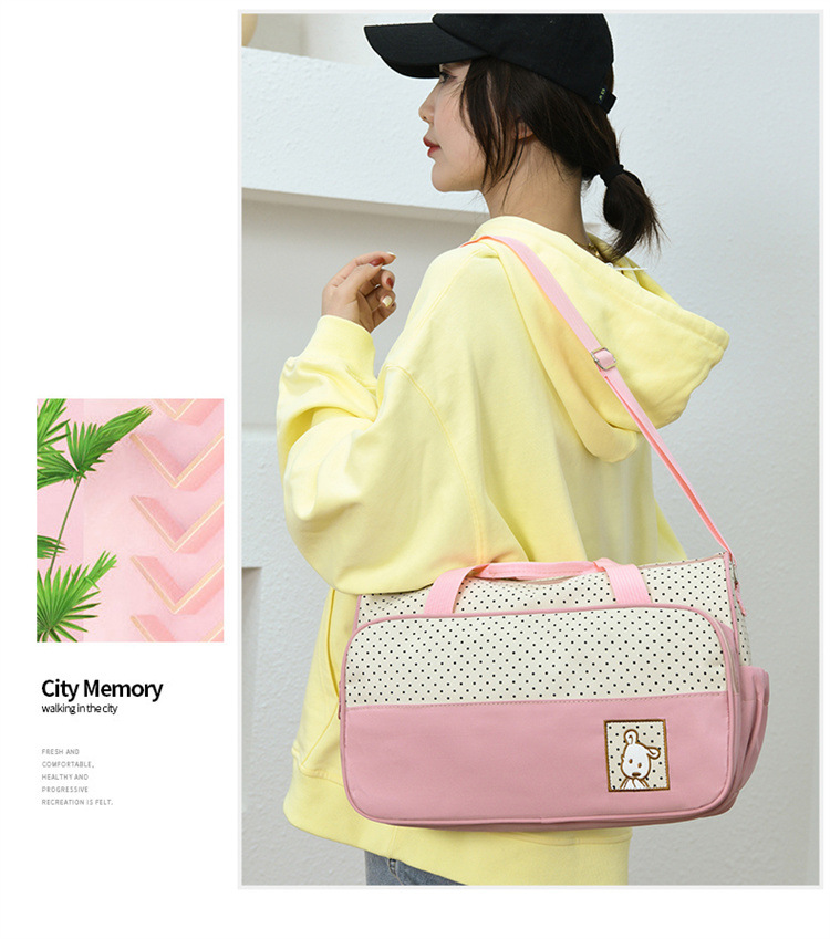 Foreign Trade Wholesale Fashion Fashion Shoulder Handbags for Moms Careful Large and Small Five-Piece Set Baby Diaper Bag Mother Bag Delivery