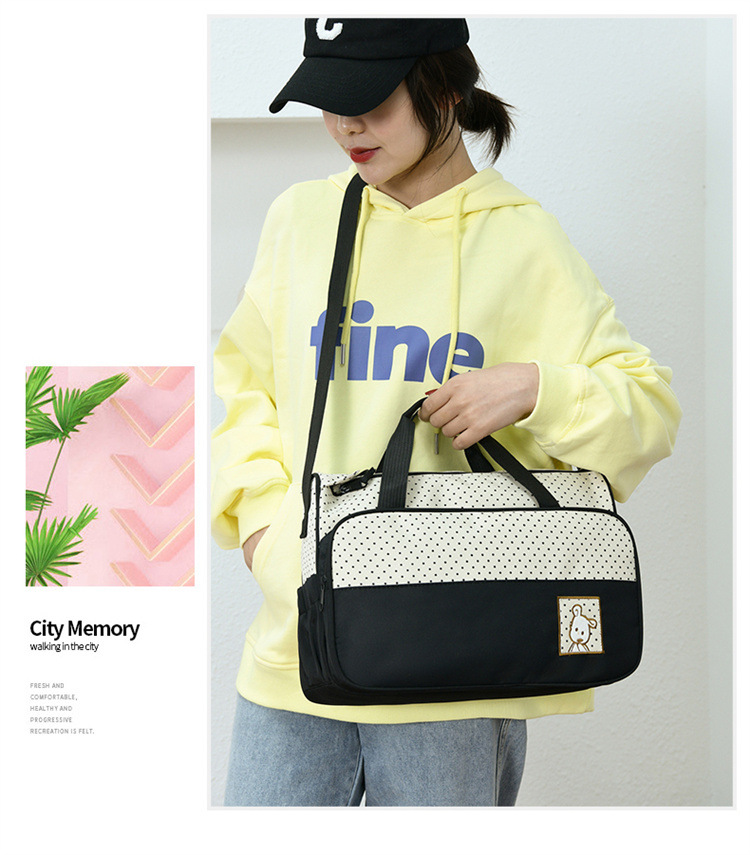 Foreign Trade Wholesale Fashion Fashion Shoulder Handbags for Moms Careful Large and Small Five-Piece Set Baby Diaper Bag Mother Bag Delivery