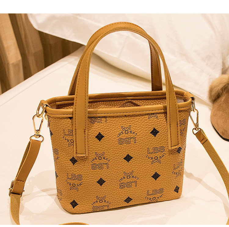 Women's Handbags 2021 New Printed Contrast Color Crossbody Small Bucket Bag Fashion All-Match Mobile Phone Bag Gift Bag