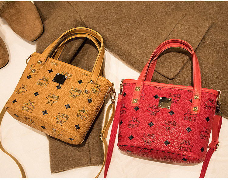 Women's Handbags 2021 New Printed Contrast Color Crossbody Small Bucket Bag Fashion All-Match Mobile Phone Bag Gift Bag
