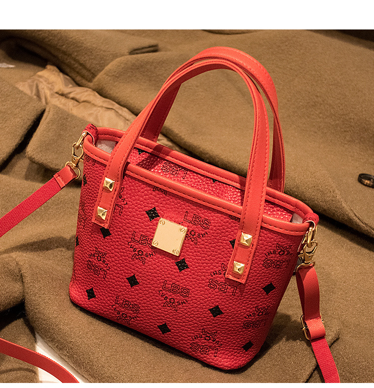 Women's Handbags 2021 New Printed Contrast Color Crossbody Small Bucket Bag Fashion All-Match Mobile Phone Bag Gift Bag