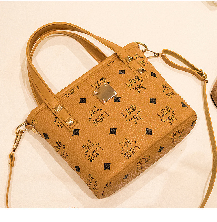 Women's Handbags 2021 New Printed Contrast Color Crossbody Small Bucket Bag Fashion All-Match Mobile Phone Bag Gift Bag