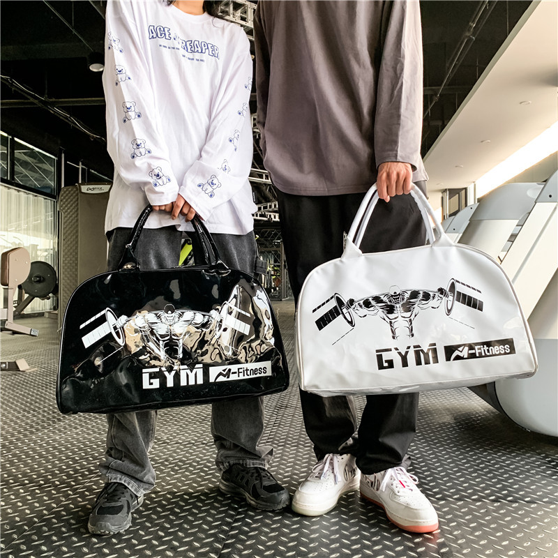 Customizable Gym Bag Fashion PVC Patent Leather Mirror Waterproof Men&#039;s and Women&#039;s Handbags Gymnastic Valise Factory Direct Sales