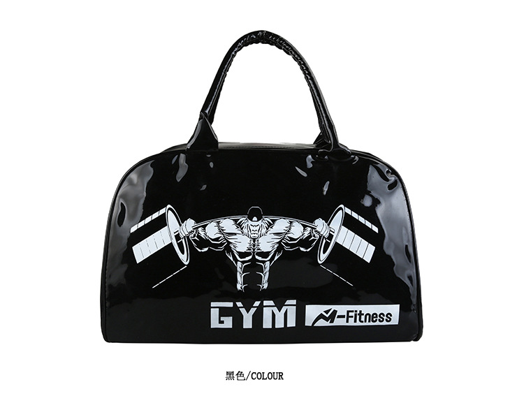 Customizable Gym Bag Fashion PVC Patent Leather Mirror Waterproof Men's and Women's Handbags Gymnastic Valise Factory Direct Sales