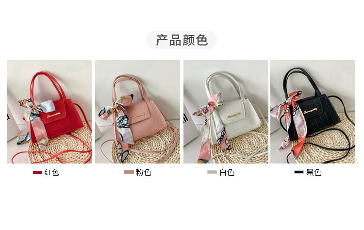 Silk Scarf Fashion Messenger Bag Lady Handbags Stone Pattern Portable Shoulder Bag Kelly Bag Cross-Border Wholesale
