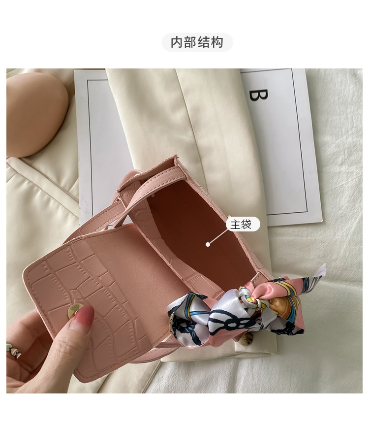 Silk Scarf Fashion Messenger Bag Lady Handbags Stone Pattern Portable Shoulder Bag Kelly Bag Cross-Border Wholesale