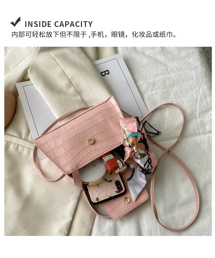 Silk Scarf Fashion Messenger Bag Lady Handbags Stone Pattern Portable Shoulder Bag Kelly Bag Cross-Border Wholesale