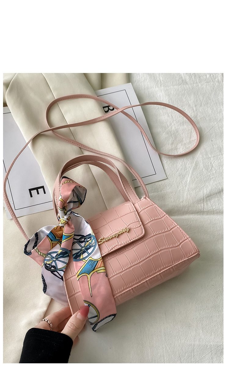 Silk Scarf Fashion Messenger Bag Lady Handbags Stone Pattern Portable Shoulder Bag Kelly Bag Cross-Border Wholesale