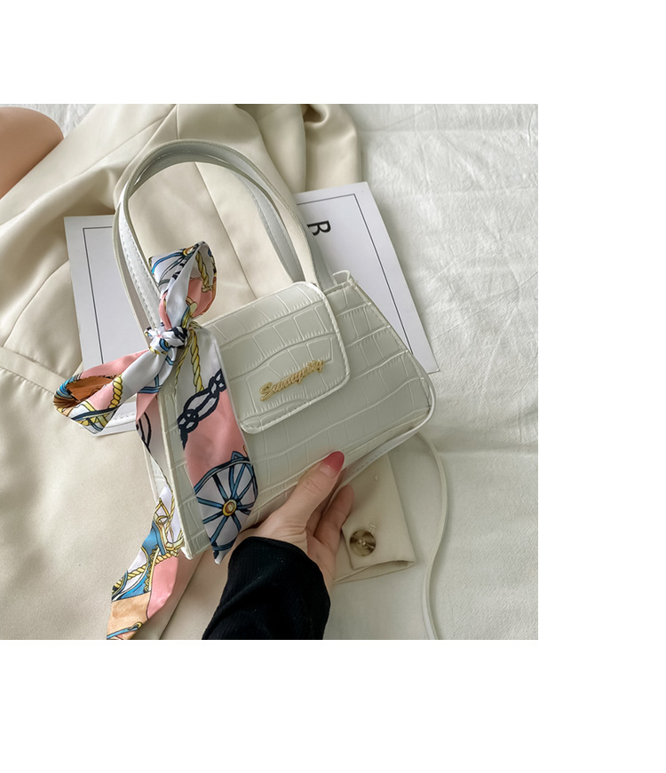 Silk Scarf Fashion Messenger Bag Lady Handbags Stone Pattern Portable Shoulder Bag Kelly Bag Cross-Border Wholesale