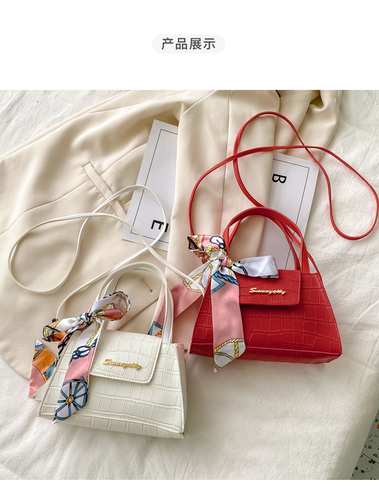 Silk Scarf Fashion Messenger Bag Lady Handbags Stone Pattern Portable Shoulder Bag Kelly Bag Cross-Border Wholesale