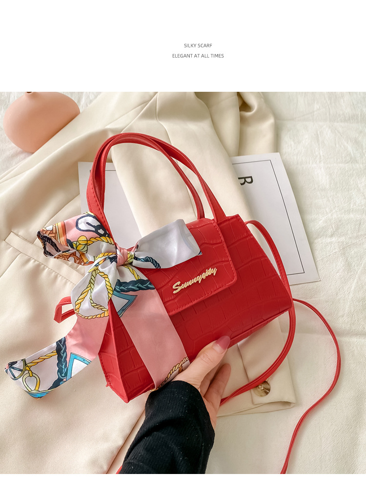 Silk Scarf Fashion Messenger Bag Lady Handbags Stone Pattern Portable Shoulder Bag Kelly Bag Cross-Border Wholesale