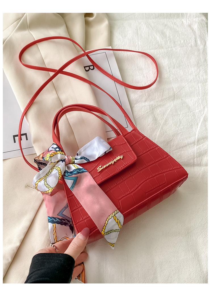 Silk Scarf Fashion Messenger Bag Lady Handbags Stone Pattern Portable Shoulder Bag Kelly Bag Cross-Border Wholesale