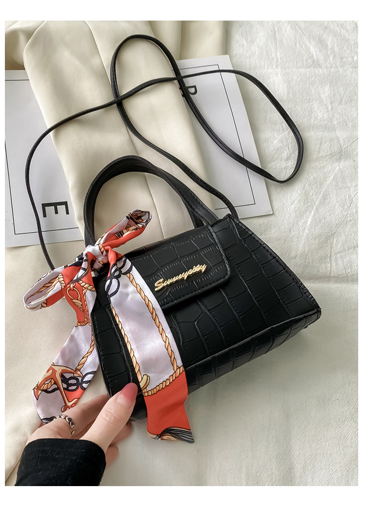 Silk Scarf Fashion Messenger Bag Lady Handbags Stone Pattern Portable Shoulder Bag Kelly Bag Cross-Border Wholesale