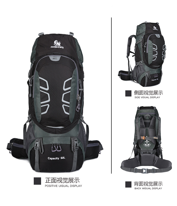 Outdoor Backpack Mountaineering Bag Shoulder Bag 60L Men's and Women's Large Capacity Casual Travel Bag Exercise Travel Bag Hiking Bag