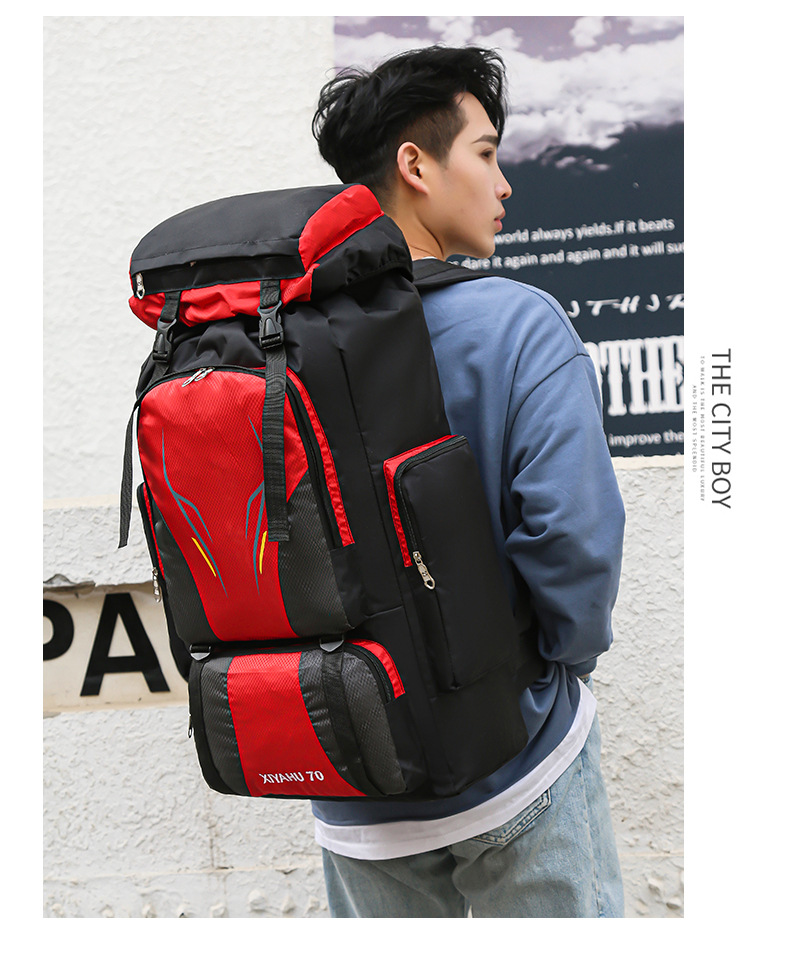 60L Large Capacity Outdoor Mountaineering Bag Waterproof Nylon Traveling Bag Couple Backpack Casual Men 'S And Women 'S Sports Backpack