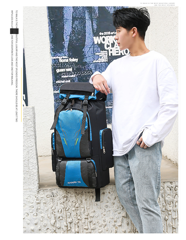 60L Large Capacity Outdoor Mountaineering Bag Waterproof Nylon Traveling Bag Couple Backpack Casual Men 'S And Women 'S Sports Backpack