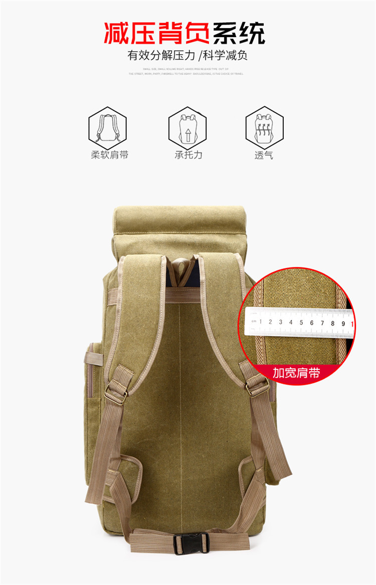 Cross-Border Exclusive Multi-Functional Outdoor Mountaineering Bag 80 Liter Canvas Large Capacity Backpack Travel Waterproof Rucksack