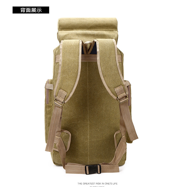 Cross-Border Exclusive Multi-Functional Outdoor Mountaineering Bag 80 Liter Canvas Large Capacity Backpack Travel Waterproof Rucksack