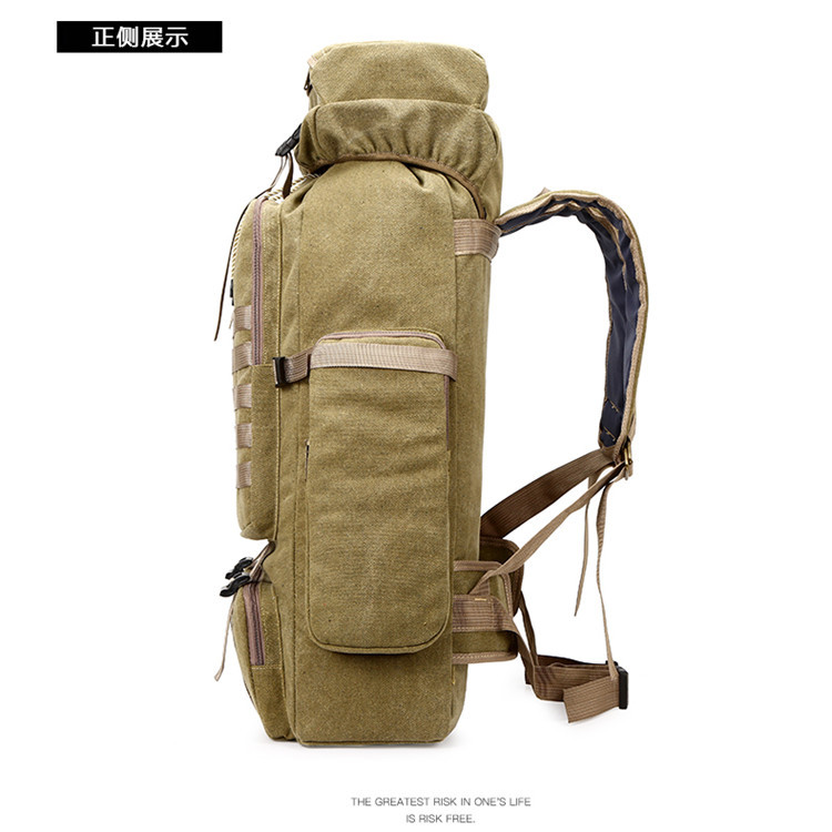 Cross-Border Exclusive Multi-Functional Outdoor Mountaineering Bag 80 Liter Canvas Large Capacity Backpack Travel Waterproof Rucksack
