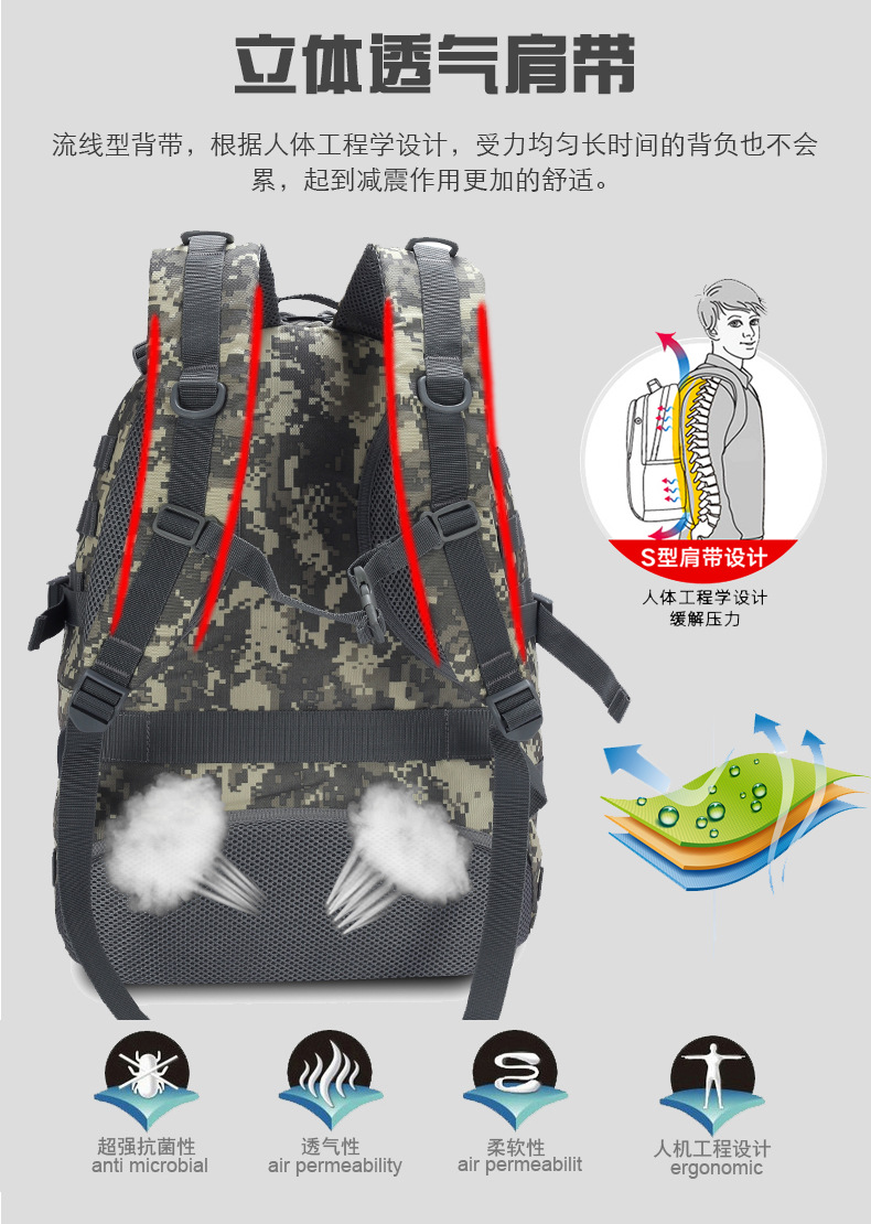 SOURCE Factory Multi-Functional 3D Tactical Backpack Men's and Women's Outdoor Mountaineering Bag Exercise Camouflage Backpack