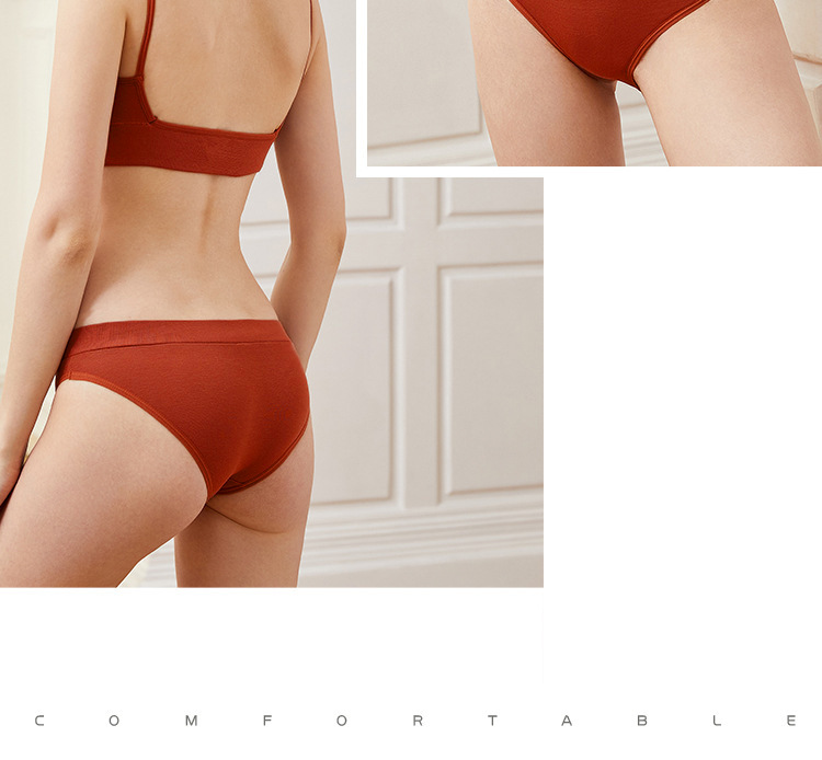 European and American Rib Cotton Low Backless Sexy V-neck Wireless Bra Set Shoulder Camisole Underwear Tz42001