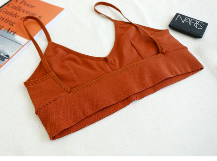 European and American Rib Cotton Low Backless Sexy V-neck Wireless Bra Set Shoulder Camisole Underwear Tz42001