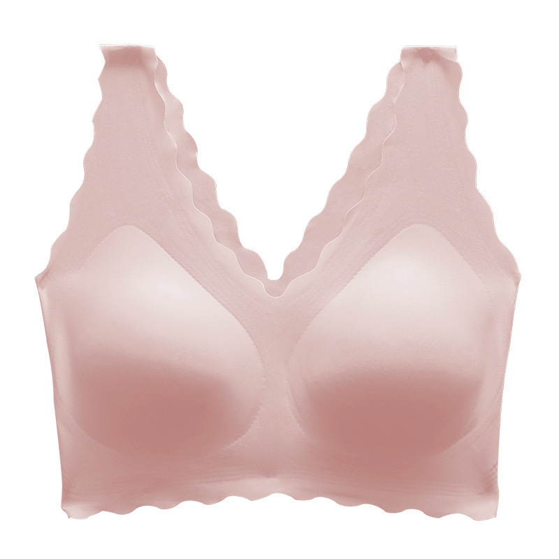 Ouyang Same Style Nana Xiaolanghua Seamless Underwear Set Wireless Sleep Vest Deep V Latex Bra Set