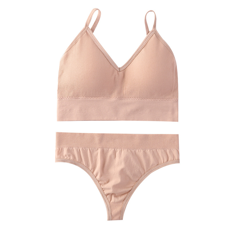 Cross-Border Underwear Wireless Sexy Push-up Bra Triangle Cup Wrapped Chest Beautiful Vest Comfortable Underwear Bra Set for Women
