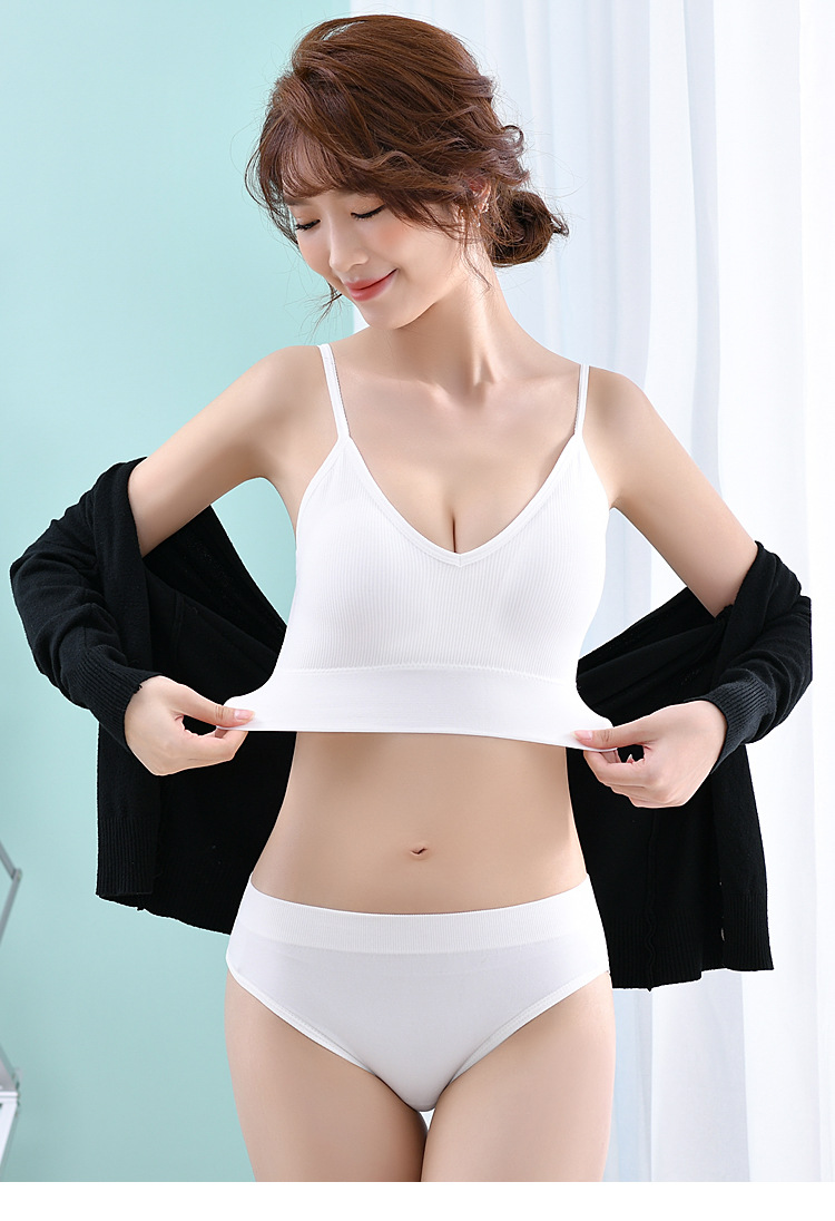 Cross-Border Underwear Wireless Sexy Push-up Bra Triangle Cup Wrapped Chest Beautiful Vest Comfortable Underwear Bra Set for Women