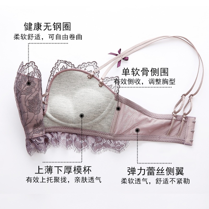 Women&#039;s Underwear Small Breast Size Exaggerating Bra Push up Sexy Lace without Steel Ring Breast Holding Adjusting Bra Back Shaping Bra Set