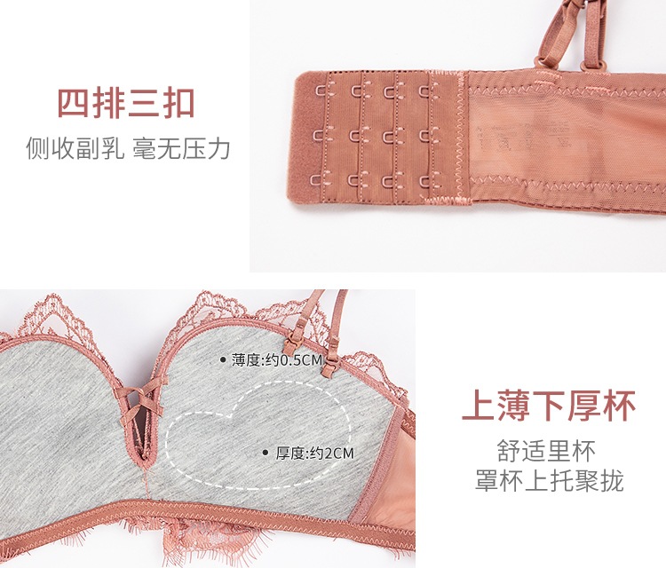Women's Underwear Small Breast Size Exaggerating Bra Push up Sexy Lace without Steel Ring Breast Holding Adjusting Bra Back Shaping Bra Set