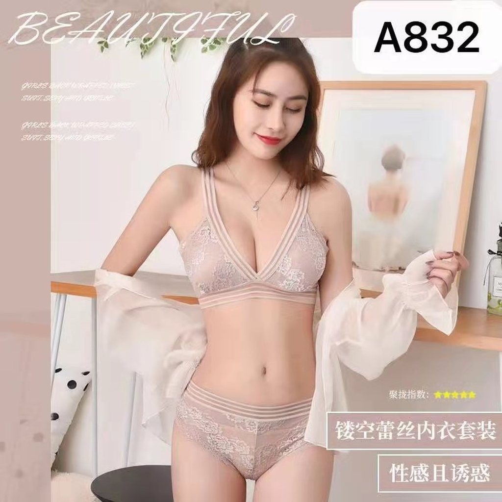 Women's Tube Top Underwear Push up Girl Japanese Set Thin Student Lace Wireless Back Shaping Bra Set