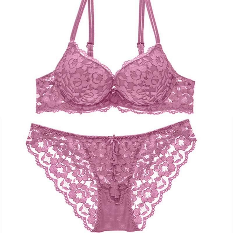 Small Chest Push up Adjustable Lace Girl Sexy Underwear Female Beauty Back Bra Breast Holding Bra Set #8855