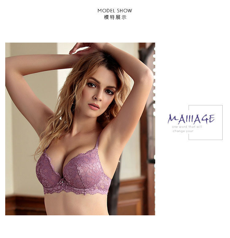 Small Chest Push up Adjustable Lace Girl Sexy Underwear Female Beauty Back Bra Breast Holding Bra Set #8855