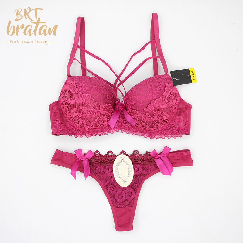 Aolijia, water soluble embroidery luxurious and elegant sexy bra set with cross strap before breast high - end bra set