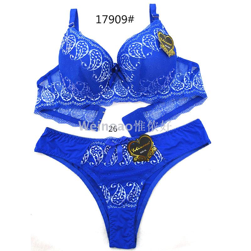 2019 new 5D embroidery thin cup with steel rim high-end underwear cross-border export hot style bra set