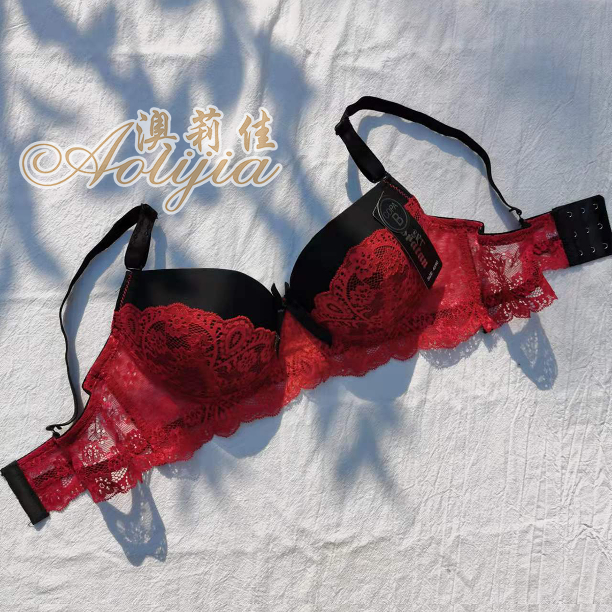 Steel Ring Massage Cup Lace Bra Set Contrast Color Lace B Cup Bra Panties Set 6 Colors