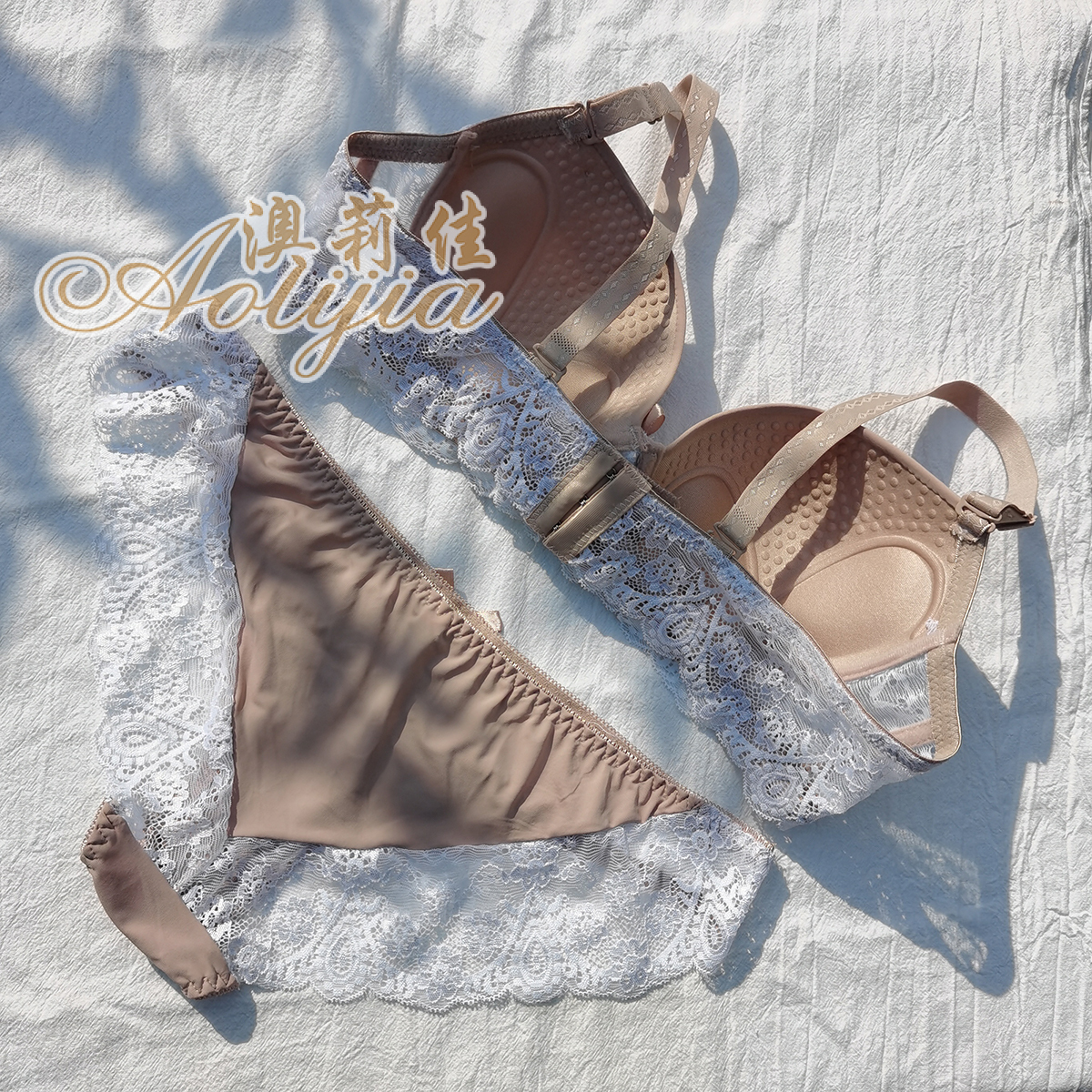 Steel Ring Massage Cup Lace Bra Set Contrast Color Lace B Cup Bra Panties Set 6 Colors