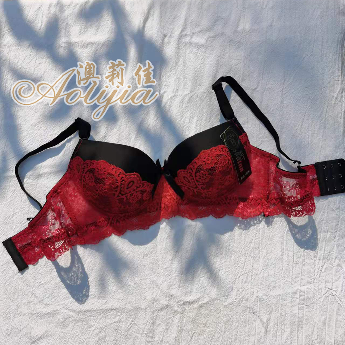 Steel Ring Massage Cup Lace Bra Set Contrast Color Lace B Cup Bra Panties Set 6 Colors