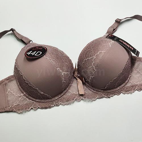 European and American Ladies&#039; bra set with thick PADDED push-up Bra floral embroidery large size 42-52 D cups