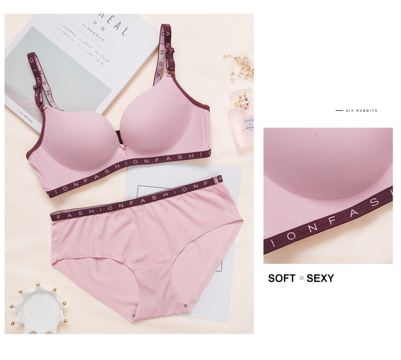 LAN E Seamless Skin Age English letters shoulder strap Abraded Seamless bra Comfortable Gather underwear Women LAN E Seamless Skin Age English letters shoulder strap Abraded Seamless bra Comfortable Gather underwear Women