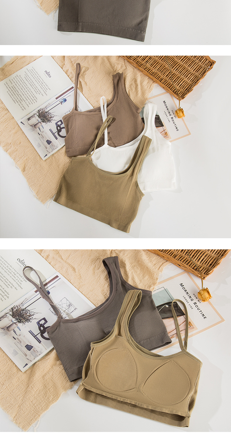 New Back Shaping Oblique Shoulder Irregular Spaghetti-Strap Vest One-Piece Fixed Chest Pad Seamless Bra Girl's Underwear New Back Shaping Oblique Shoulder Irregular Spaghetti-Strap Vest One-Piece Fixed Chest Pad Seamless Bra Girl's Underwear