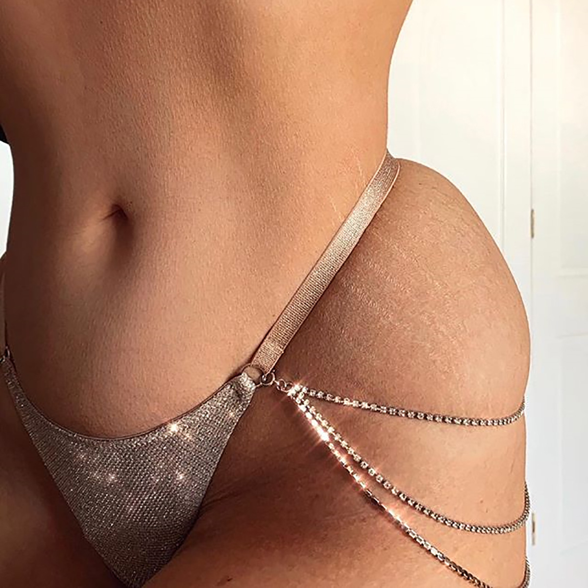 New European and American Heavy Craft Fashion Sexy Sexy Steel Ring Push up Chest Support Underwear Hot Drilling Three-Piece Set 6681