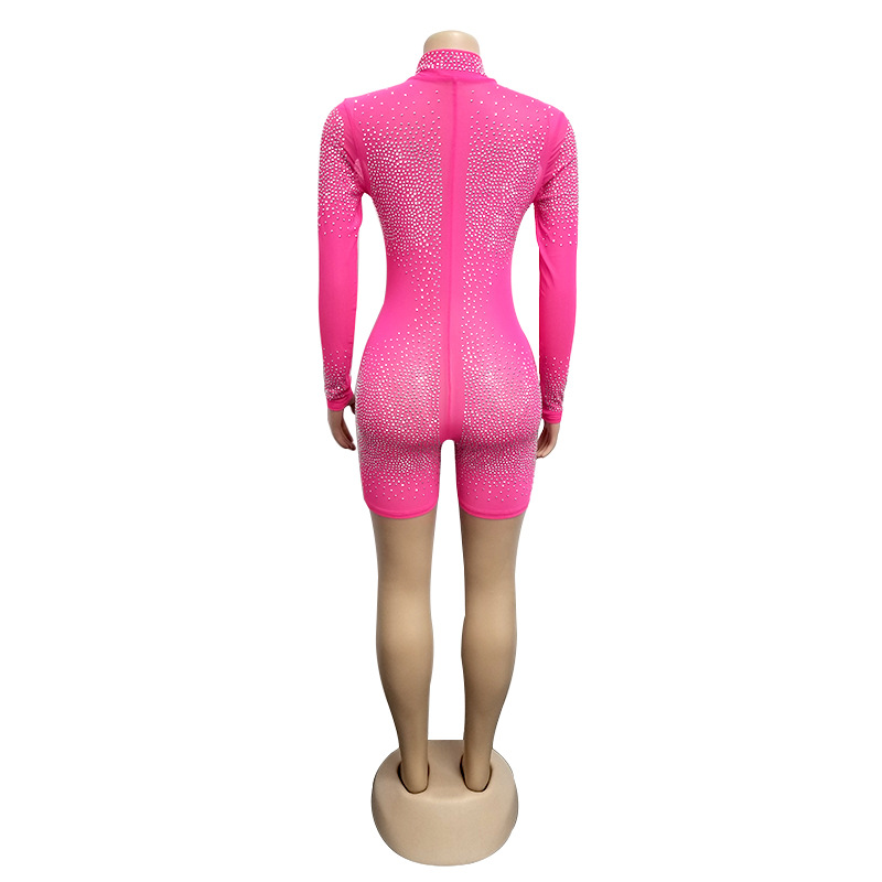 Cross-Border New EBay AliExpress Amazon European and American Women's Hot Drilling Mesh Sexy Long-Sleeved Jumpsuit H3243 Cross-Border New EBay AliExpress Amazon European and American Women's Hot Drilling Mesh Sexy Long-Sleeved Jumpsuit H3243