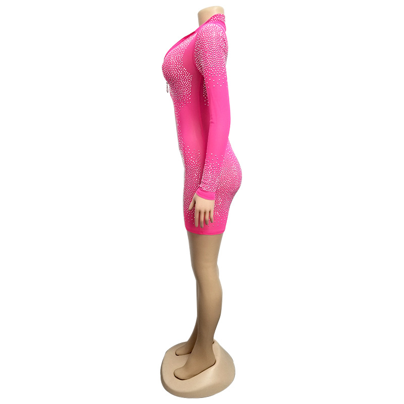 Cross-Border New EBay AliExpress Amazon European and American Women's Hot Drilling Mesh Sexy Long-Sleeved Jumpsuit H3243 Cross-Border New EBay AliExpress Amazon European and American Women's Hot Drilling Mesh Sexy Long-Sleeved Jumpsuit H3243