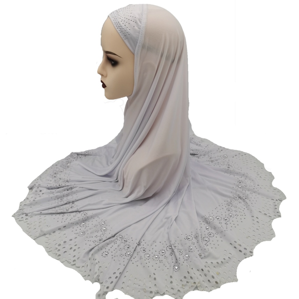 Foreign Trade Hot Selling European and American African Middle East Arab Muslim Ladies Laser Cut Flower Hot Drilling Veil Tam-O'-Shanter Pack