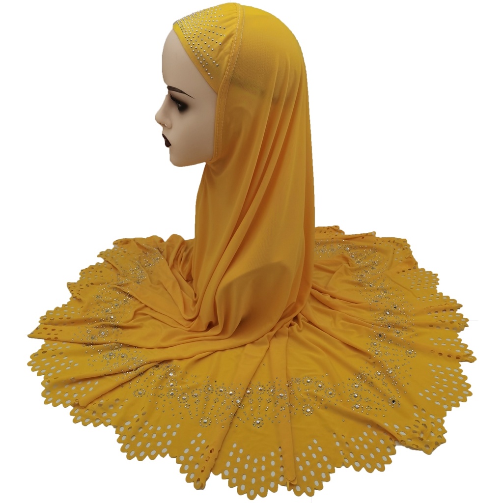 Foreign Trade Hot Selling European and American African Middle East Arab Muslim Ladies Laser Cut Flower Hot Drilling Veil Tam-O'-Shanter Pack